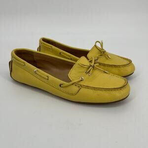 Talbots Boat Shoe Driving Loafer Women's 9 Yellow Leather Tasseled Bow Slip On